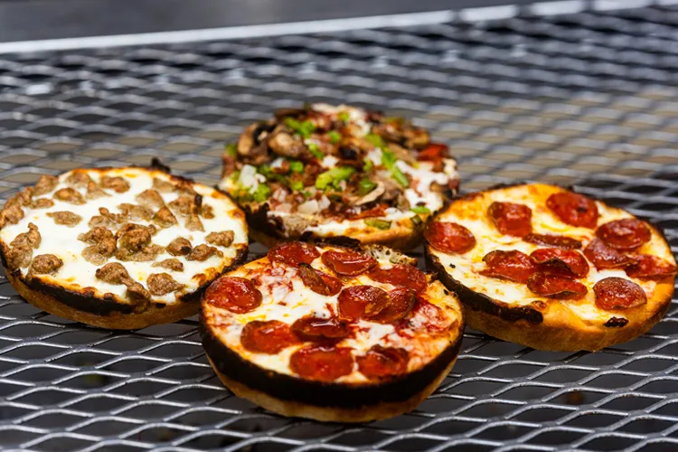 Pan One Pizza: Sausage, The Works, Pepperoni